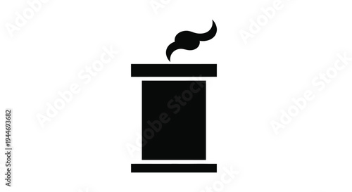 Simple black silhouette of a burning incense holder silhouette