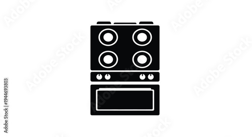 Black kitchen stove with four burners and oven a dark silhouette