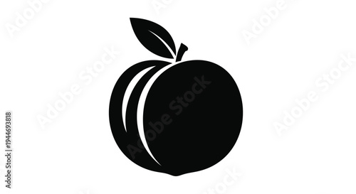 A striking black silhouette of a ripe round peach