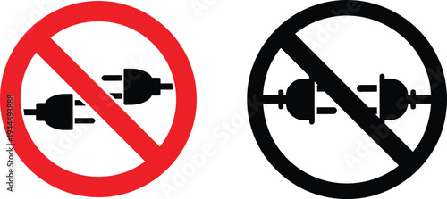 Prohibition symbols for electrical device connections and usage