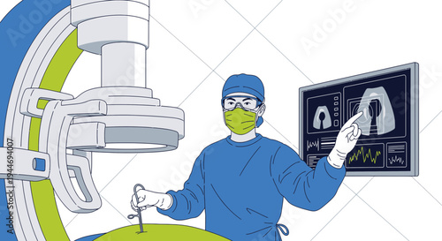 Surgeon Using Advanced Medical Technology for Minimally Invasive Surgery