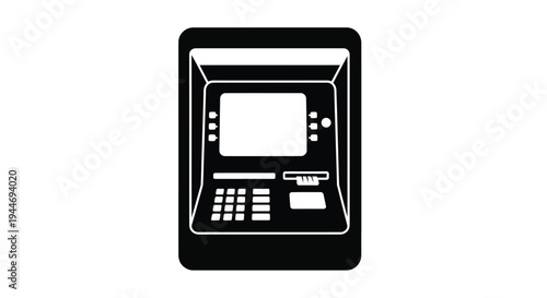 Black atm machine icon a modern banking technology silhouette