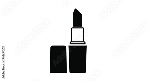 A striking black silhouette of a classic lipstick tube and case silhouette