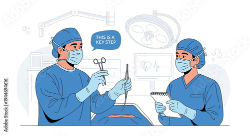 Surgeons in Operating Room Performing Key Step of Surgical Operation