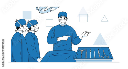 Surgeons in Operating Room Preparing for Surgical Operation with Medical Instruments