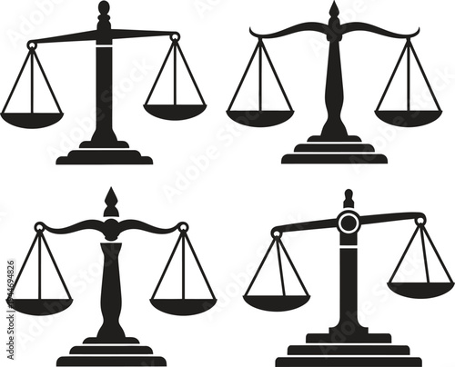 Four black scales icons on white background