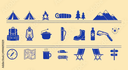 Camping and Outdoor Adventure Icons Set