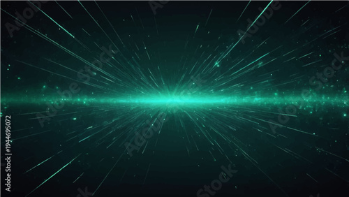 An abstract blue space background featuring a bright glowing galaxy with shiny stars and fractal energy motion across a dark universe illustration