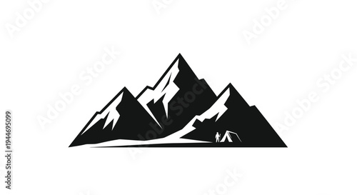 Mountain range with campers a striking black silhouette
