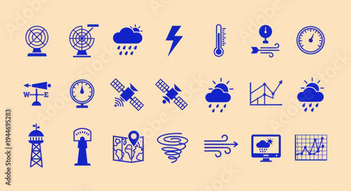 Weather Icons Set: Meteorology Forecast Symbols and Forecast Tools