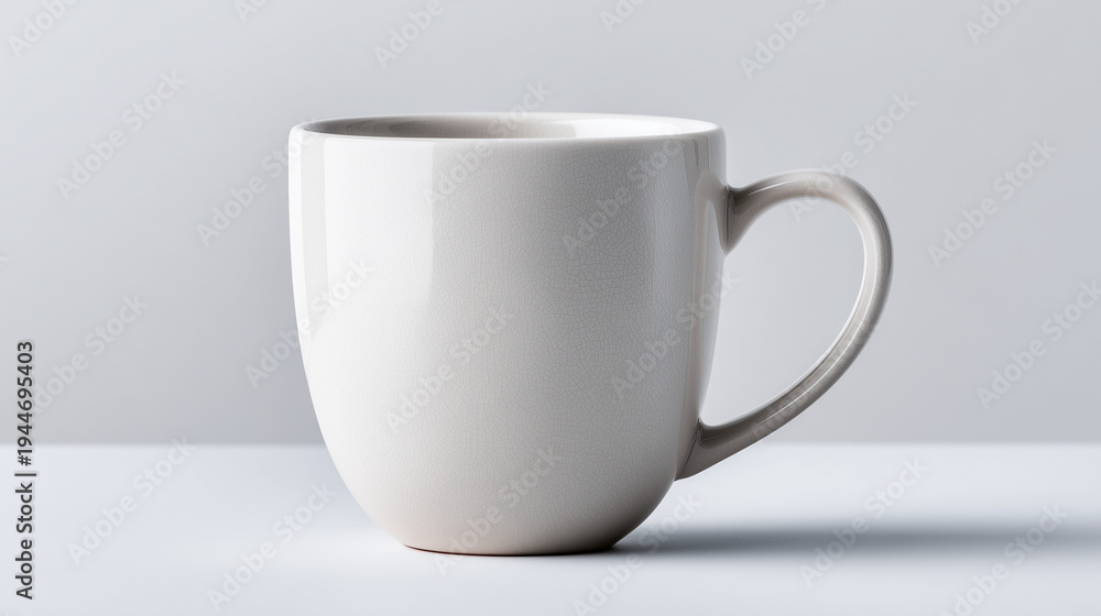 Fototapeta premium Minimalist White Ceramic Coffee Mug on White