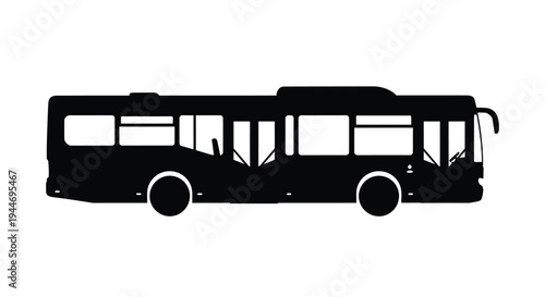 A stark black side view of a public transport bus silhouette