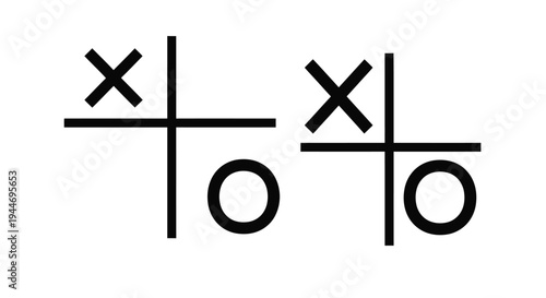 Tic tac toe board with partial game black shapes a striking silhouette
