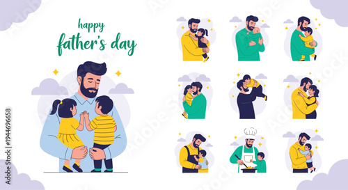 Title: Colorful playground scene with inflatable castle, slide and swings while adult comforts injured child beside a visible first aid kit on sand