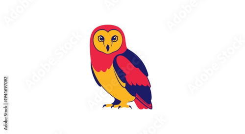 Colorful Owl Illustration on White Background