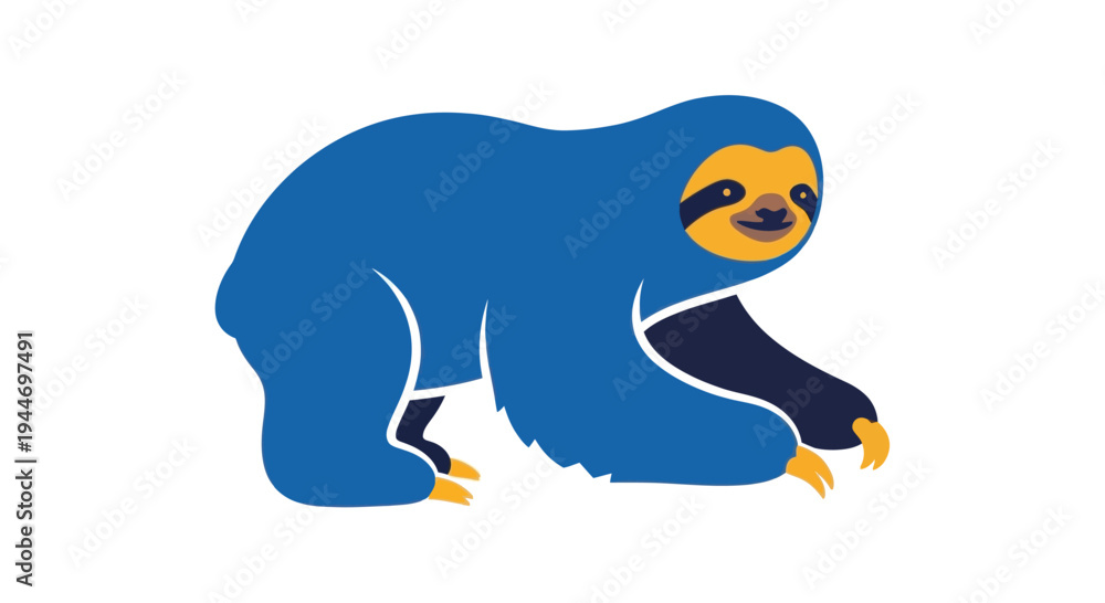 Fototapeta premium Blue Sloth Character Illustration