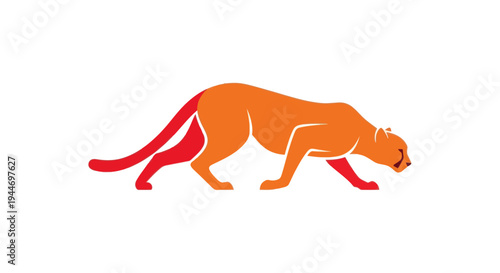 Stylized Panther Silhouette in Orange and Red Gradient