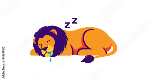 Sleeping Lion Cub Cartoon Vector Illustration