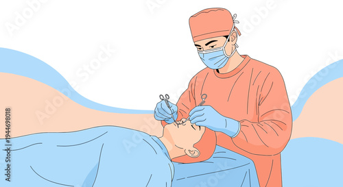 Surgeon Performing Operation on Patient in Operating Room