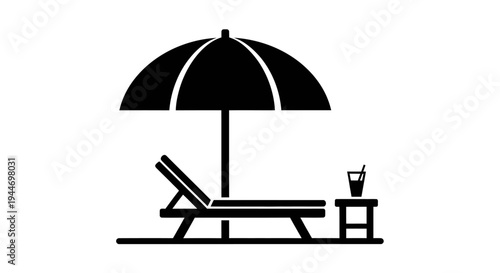 Beach Chair and Parasol Illustration.