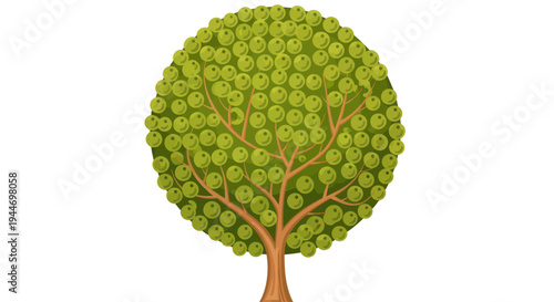 Green Tree with Round Canopy.