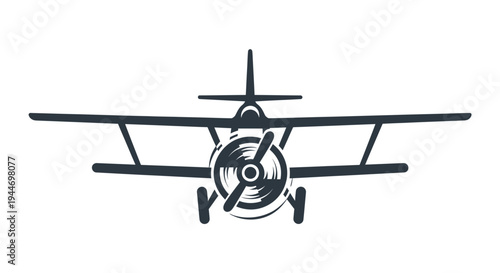 Vintage Airplane Front View Illustration.