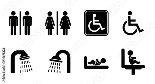 Bathroom Symbols and Icons Set.