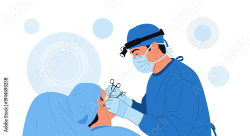 Surgeon Performing Rhinoplasty Surgery in Operating Room