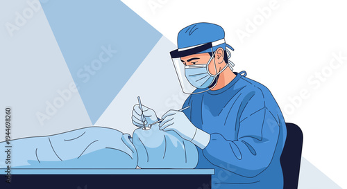 Surgeon Performing Procedure with Patient Undergoing Medical Examination