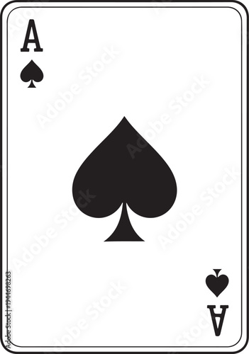 Black and white ace of spades playing card