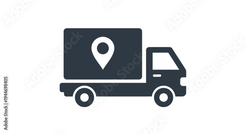 Delivery Truck with Location Pin Icon.