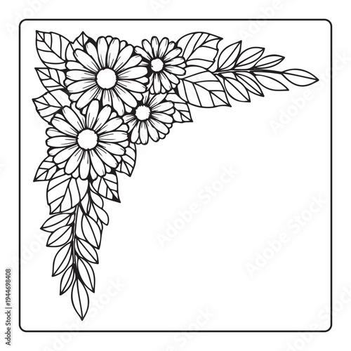 Doodle floral drawing Art therapy coloring page