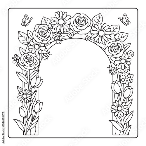 Doodle floral drawing Art therapy coloring page