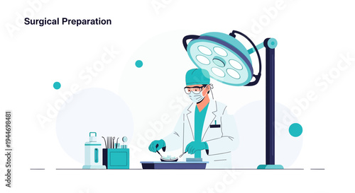 Surgeon Preparing for Operation Under Surgical Lights in Sterile Environment