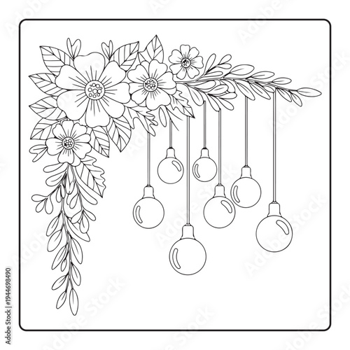 Doodle floral drawing Art therapy coloring page