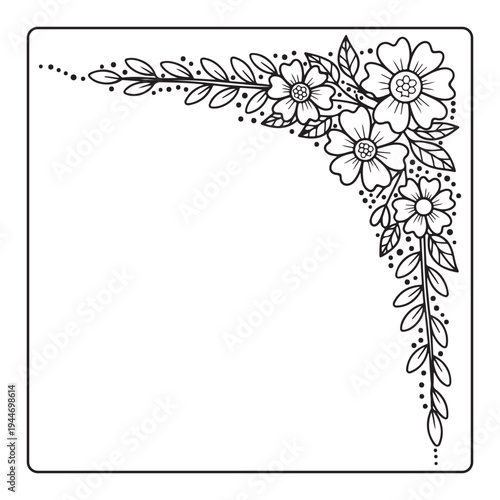 Doodle floral drawing Art therapy coloring page