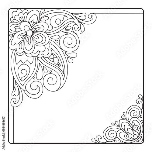 Doodle floral drawing Art therapy coloring page