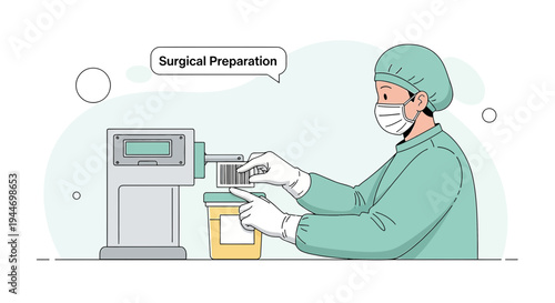 Surgeon Preparing Medical Equipment for Surgical Operation, Surgical Preparation