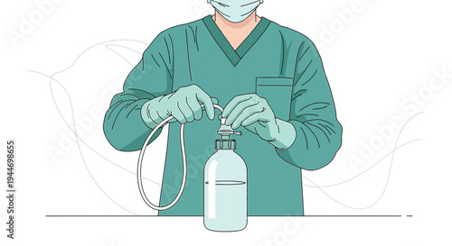 Surgeon preparing medical equipment for surgery, sterile procedure, close-up