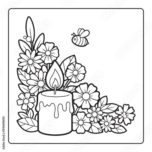 Doodle floral drawing Art therapy coloring page