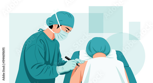Surgeon Preparing Patient for Operation in Operating Room