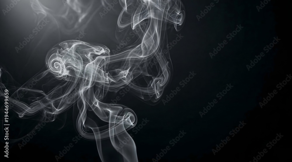 Fototapeta premium Elegant White Smoke Swirls on Dark Background