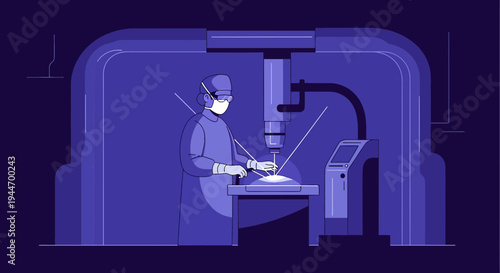 Surgeon Operating Robotic Surgical System in Modern Operating Room