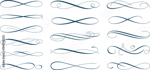 Elegant vector flourishes and decorative swashes, a clean graphic design showcase featuring versatile ornamental accents and stylish dividers for projects