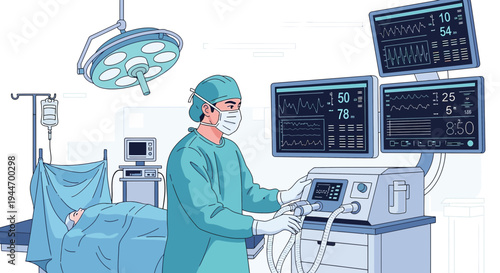Surgeon Operating Room Medical Equipment Patient Monitoring Anesthesia Machine