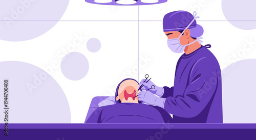 Surgeon Performing Dental Surgery with Instruments in Operating Room