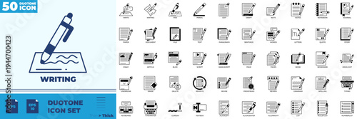 Writing Duotone Editable Icons set