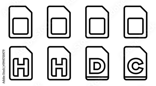 A set of flat design file and folder icons on a clean white background, representing data storage and document symbols in a simple, modern style.