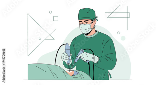 Surgeon Performing Laparoscopic Surgery with Advanced Medical Instruments
