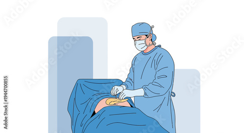 Surgeon Performing Medical Procedure on Patient Under Anesthesia and Draping